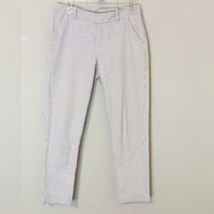 Merona Women’s Cream & Tan Striped Seersucker Ankle Cropped Pants - size M